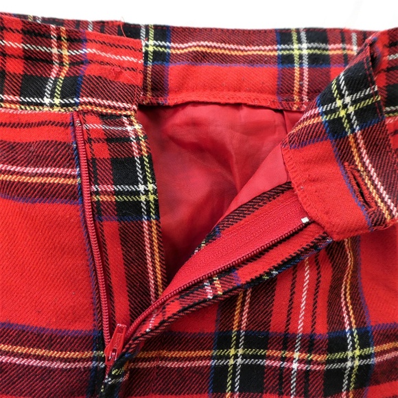 24x26 Ricardo Lenzi Pants Lined JaPaN Tartan Red Plaid Zip Fly Pleated Pockets 6 - Picture 6 of 7
